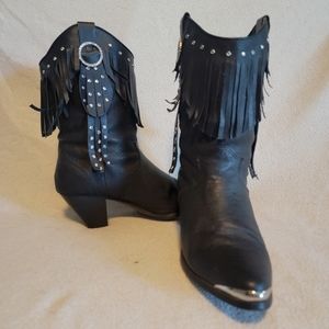 Cowboy Boots with Fringe & Rhinestones